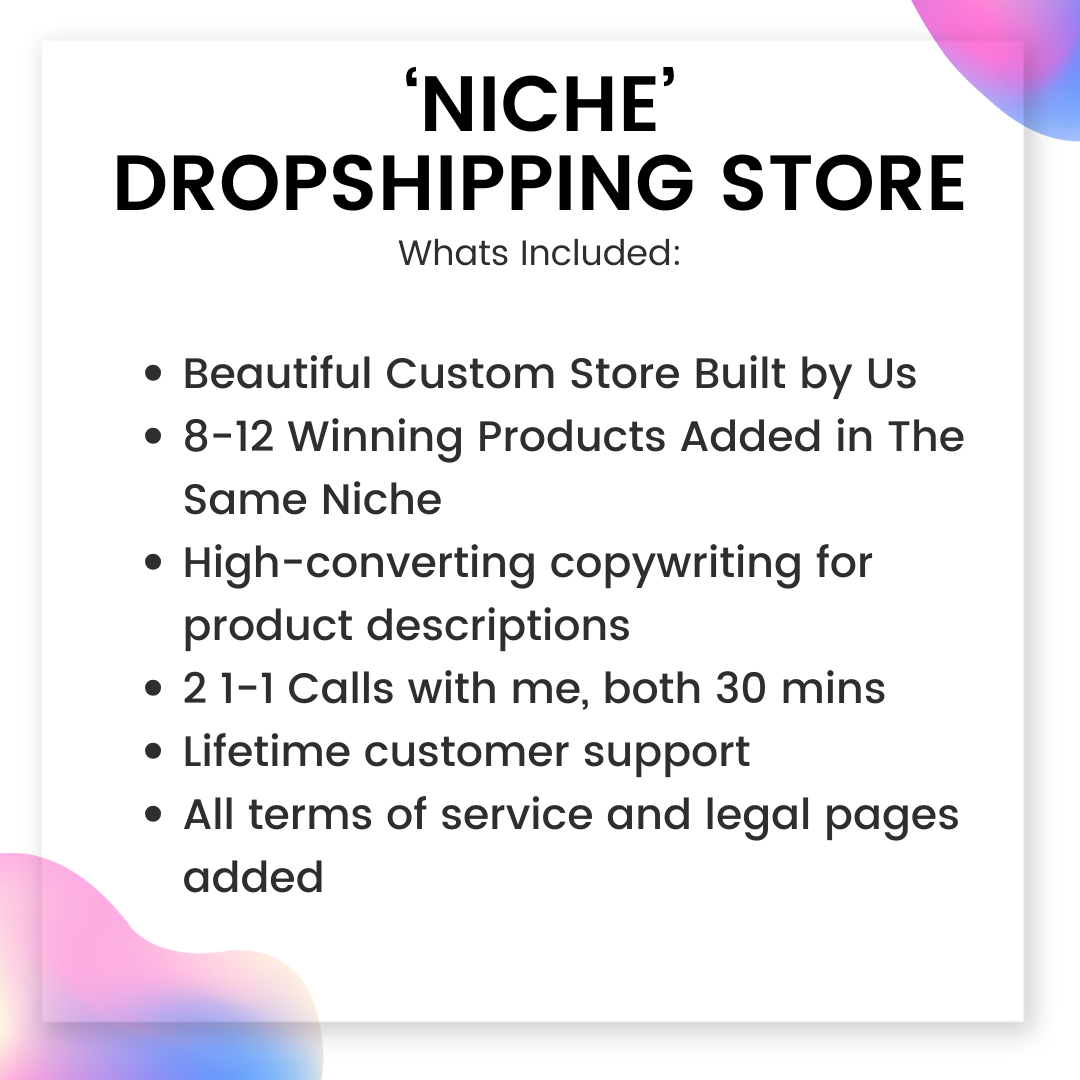 'Niche' Shopify Dropshipping Store